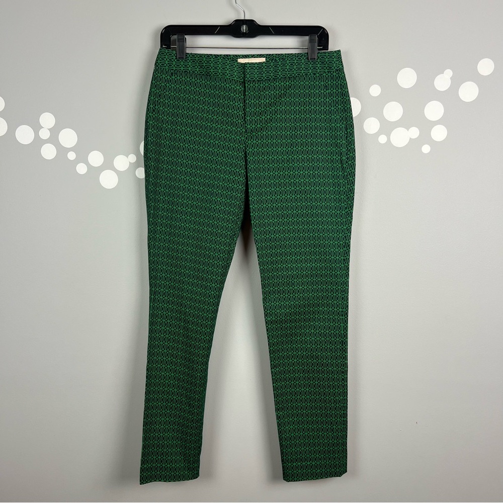 Banana Republic Factory Martin Fit Geometric Crop Pants Green Blue Size 4